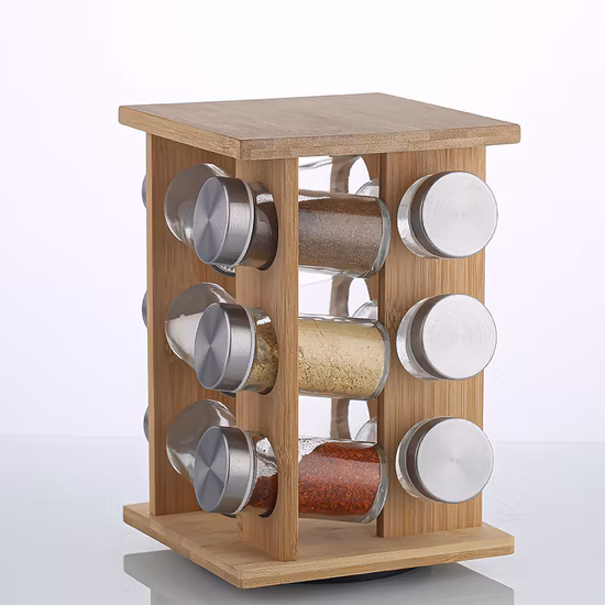 Set di 4 bottiglie quadrate per la conservazione di succhi di vetro trasparente da 900 ml con tappo in plastica